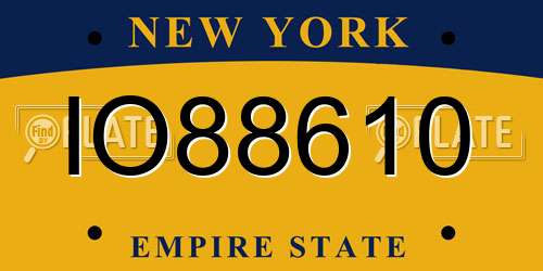 IO88610 New York License Plate