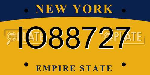 IO88727 New York License Plate