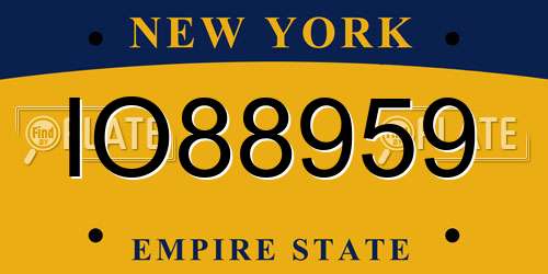 IO88959 New York License Plate