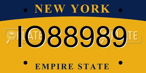 IO88989 New York License Plate