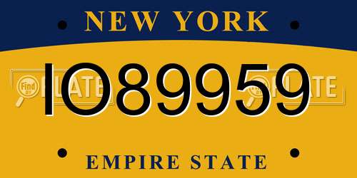IO89959 New York License Plate