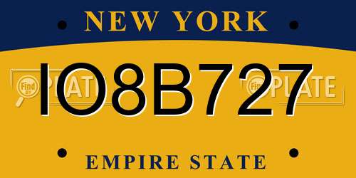 IO8B727 New York License Plate