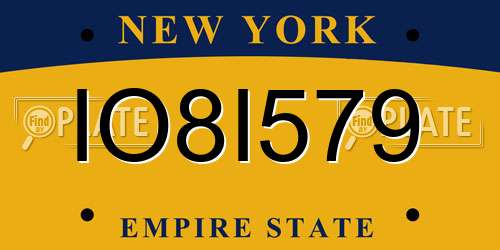 IO8I579 New York License Plate