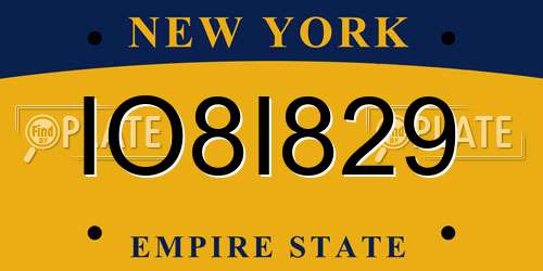 IO8I829 New York License Plate