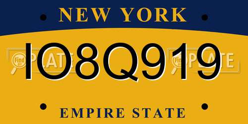 IO8Q919 New York License Plate