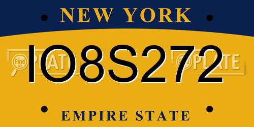 IO8S272 New York License Plate