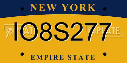 IO8S277 New York License Plate