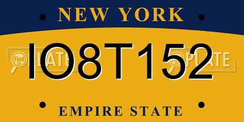IO8T152 New York License Plate