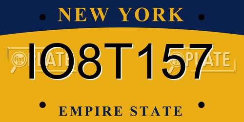 IO8T157 New York License Plate