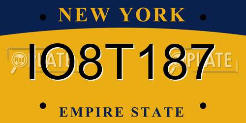 IO8T187 New York License Plate