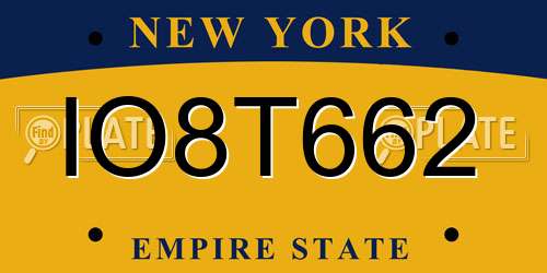 IO8T662 New York License Plate