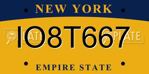 IO8T667 New York License Plate