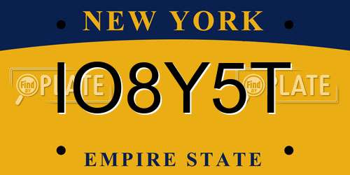 IO8Y5T New York License Plate