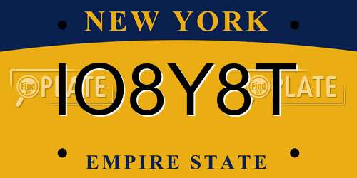 IO8Y8T New York License Plate
