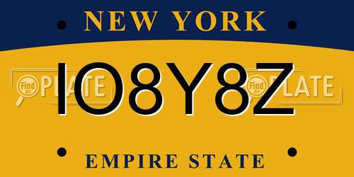 IO8Y8Z New York License Plate