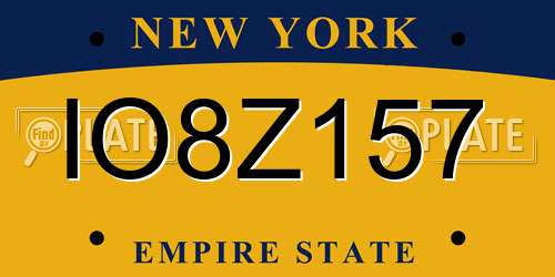 IO8Z157 New York License Plate