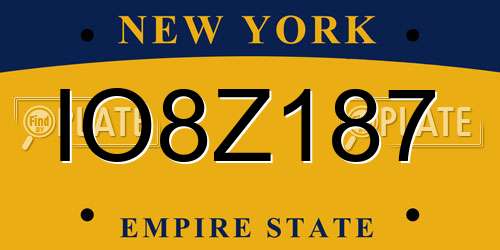 IO8Z187 New York License Plate