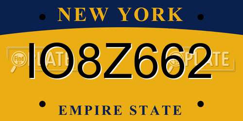 IO8Z662 New York License Plate