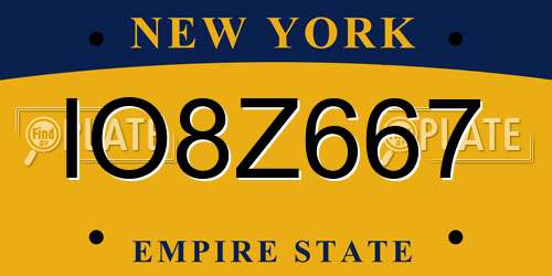 IO8Z667 New York License Plate