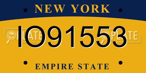 IO91553 New York License Plate