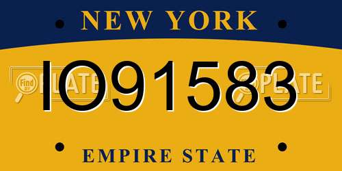 IO91583 New York License Plate
