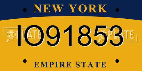 IO91853 New York License Plate