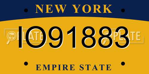 IO91883 New York License Plate