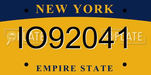 IO92041 New York License Plate