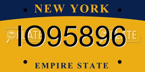 IO95896 New York License Plate