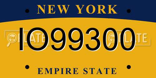 IO99300 New York License Plate