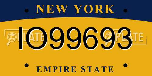 IO99693 New York License Plate