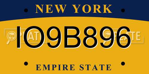 IO9B896 New York License Plate