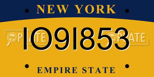 IO9I853 New York License Plate