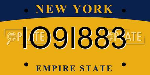 IO9I883 New York License Plate