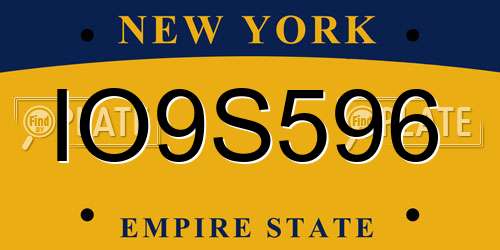 IO9S596 New York License Plate