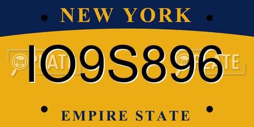 IO9S896 New York License Plate