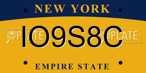 IO9S8C New York License Plate