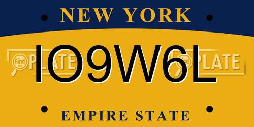 IO9W6L New York License Plate