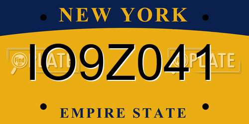 IO9Z041 New York License Plate