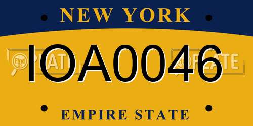 IOA0046 New York License Plate