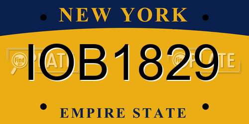 IOB1829 New York License Plate