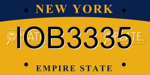 IOB3335 New York License Plate