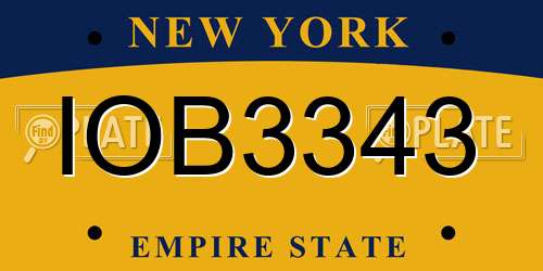 IOB3343 New York License Plate