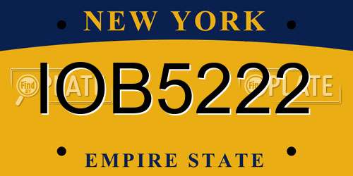 IOB5222 New York License Plate
