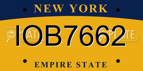 IOB7662 New York License Plate