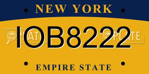 IOB8222 New York License Plate
