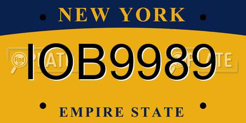 IOB9989 New York License Plate