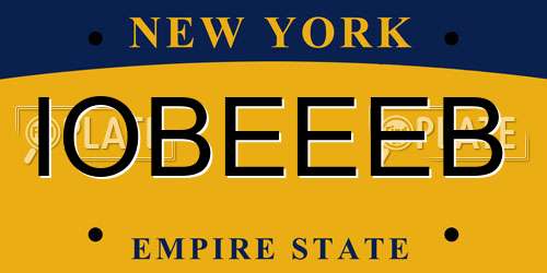IOBEEEB New York License Plate