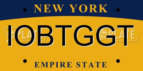 IOBTGGT New York License Plate