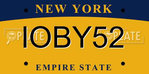 IOBY52 New York License Plate